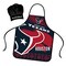 Mojo Licensing Houston Texans Apron Chef Hat Set Full Color Universal Size Tie Back Grilling Tailgate BBQ Cooking Host